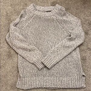 gray, long sleeve, knit sweater
